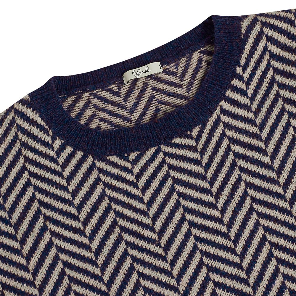 Pull en laine zig zag bleu - Image 2