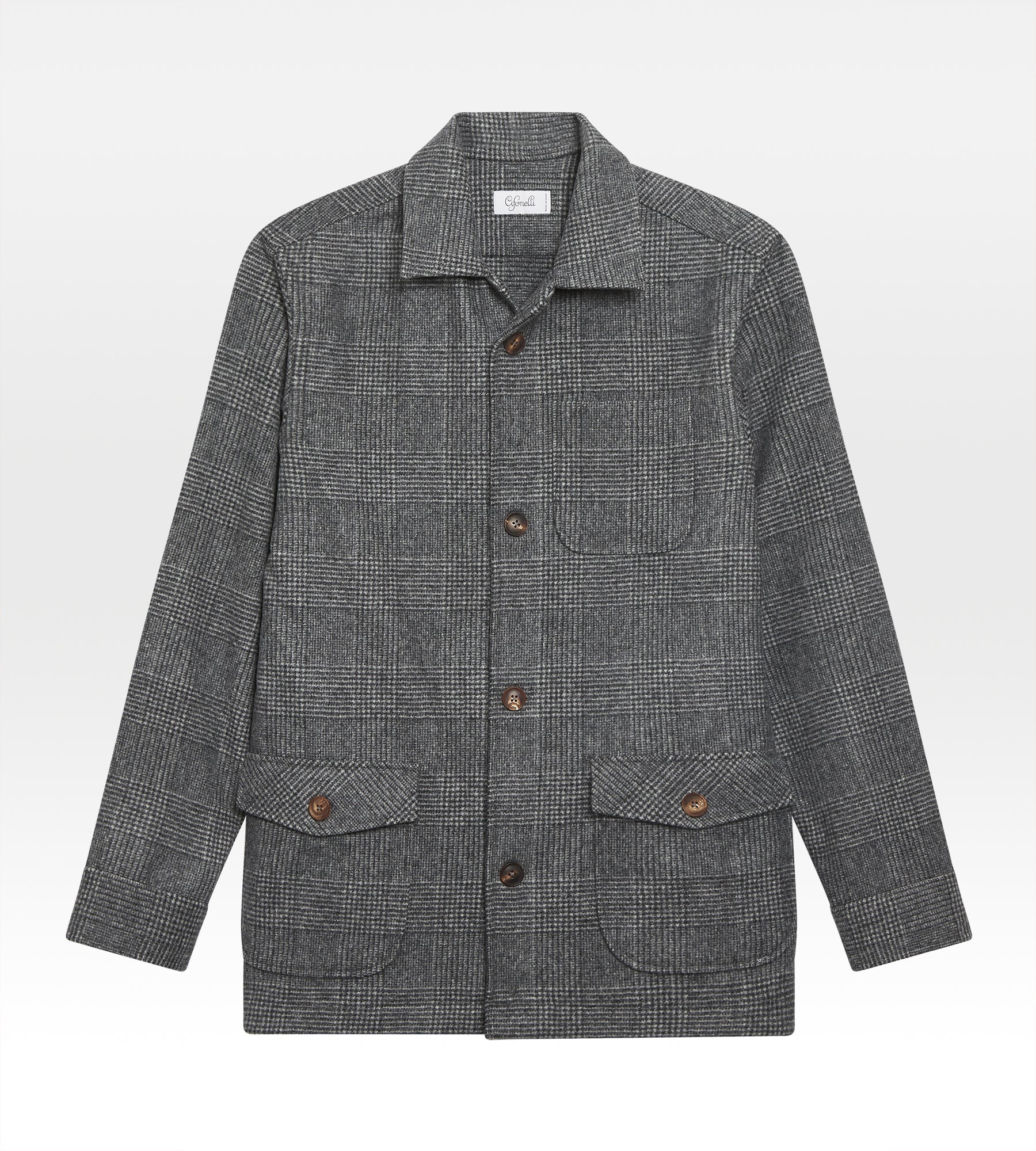 Sur-chemise en laine grise motif Prince-de-Galles - Image 4
