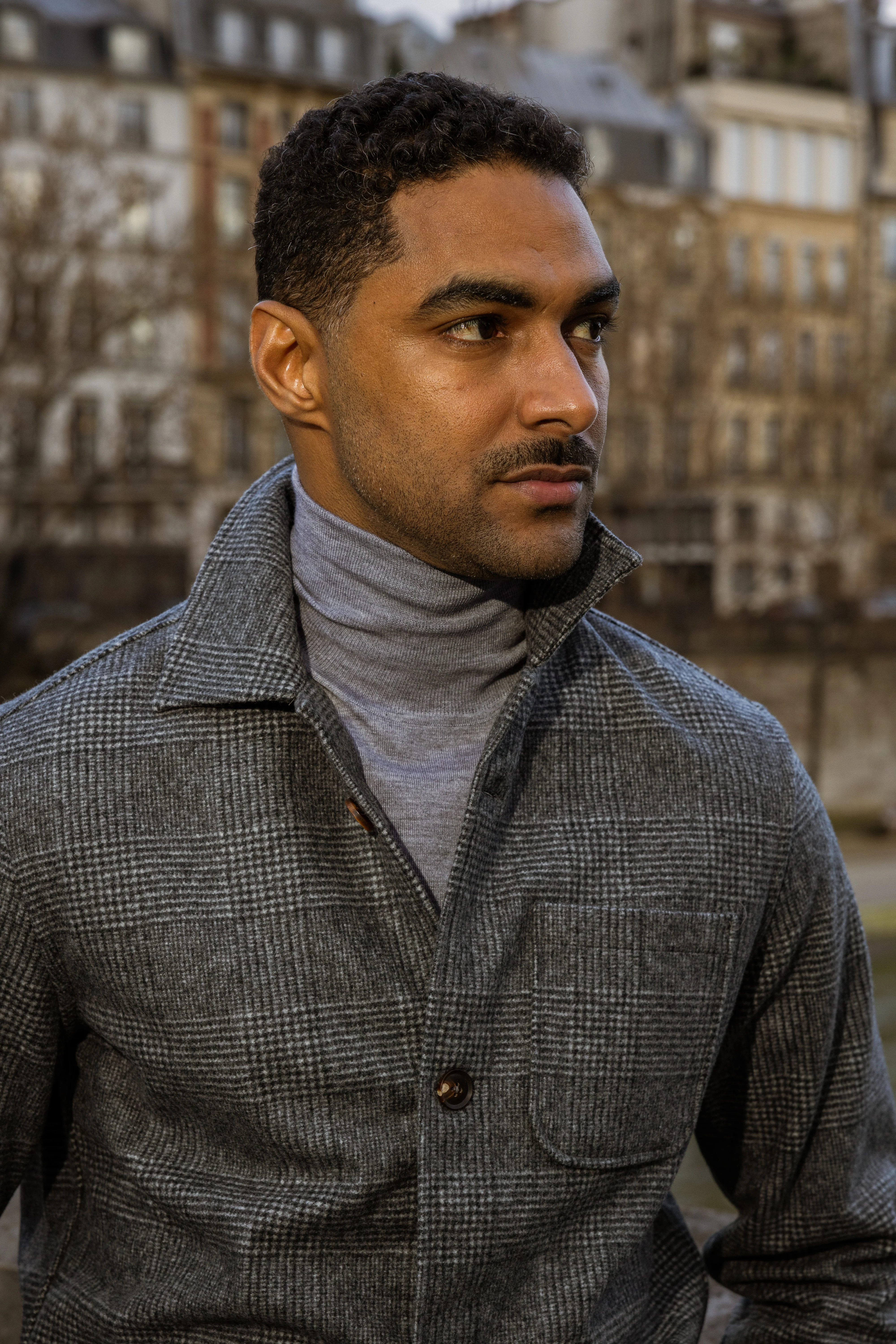 Sur-chemise en laine grise motif Prince-de-Galles - Image 5