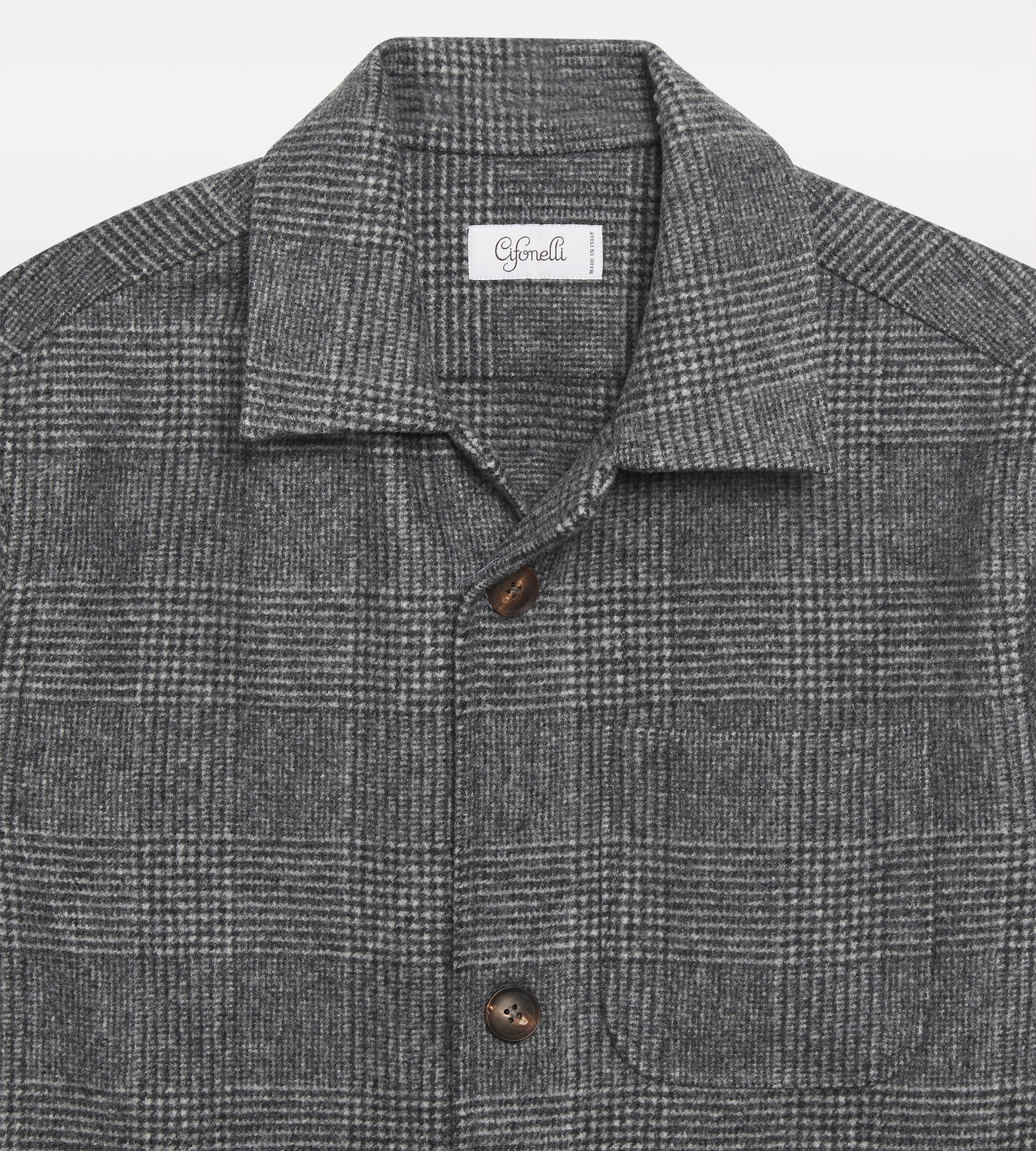 Sur-chemise en laine grise motif Prince-de-Galles - Image 6
