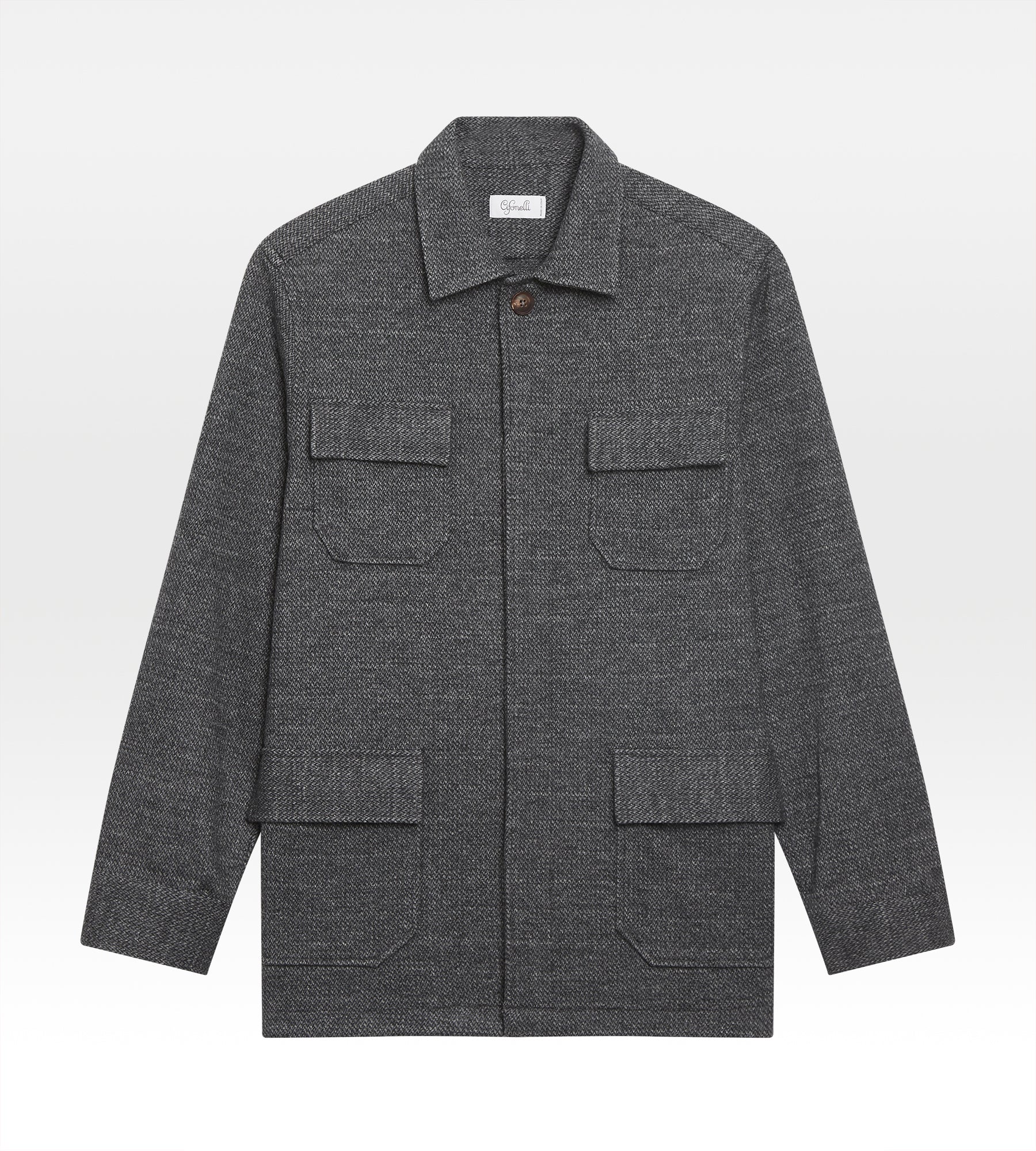 Sur-chemise épaisse en laine grise - Image 3
