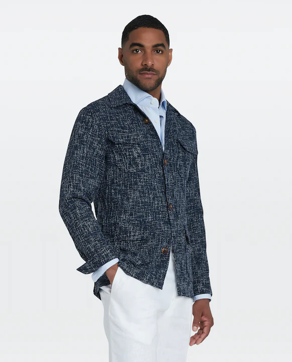 Sur-chemise en laine & coton bleu - Image 2