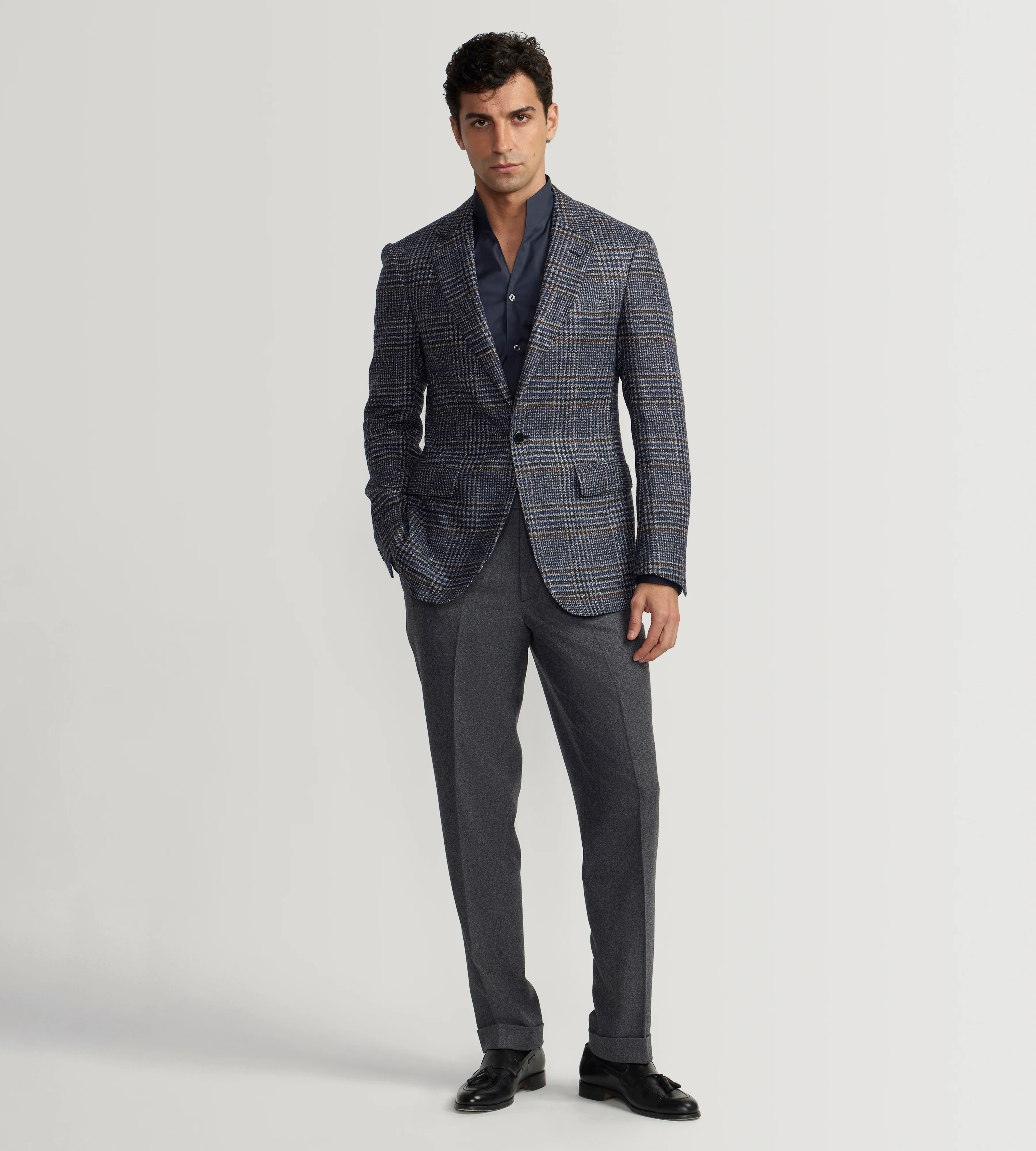 Veste Prince-de-Galles en laine et alpaga - Image 3