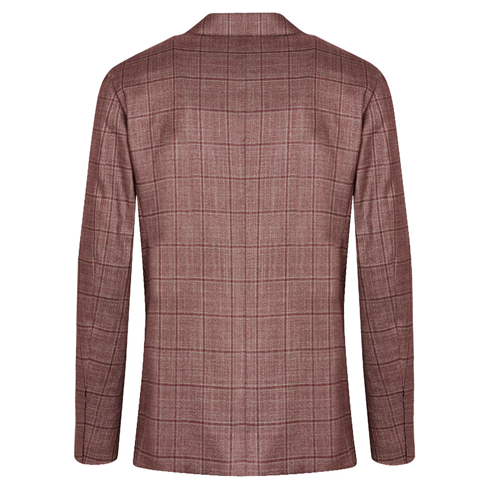 Veste rouge en soie & cachemire à carreaux fenêtre - Image 2