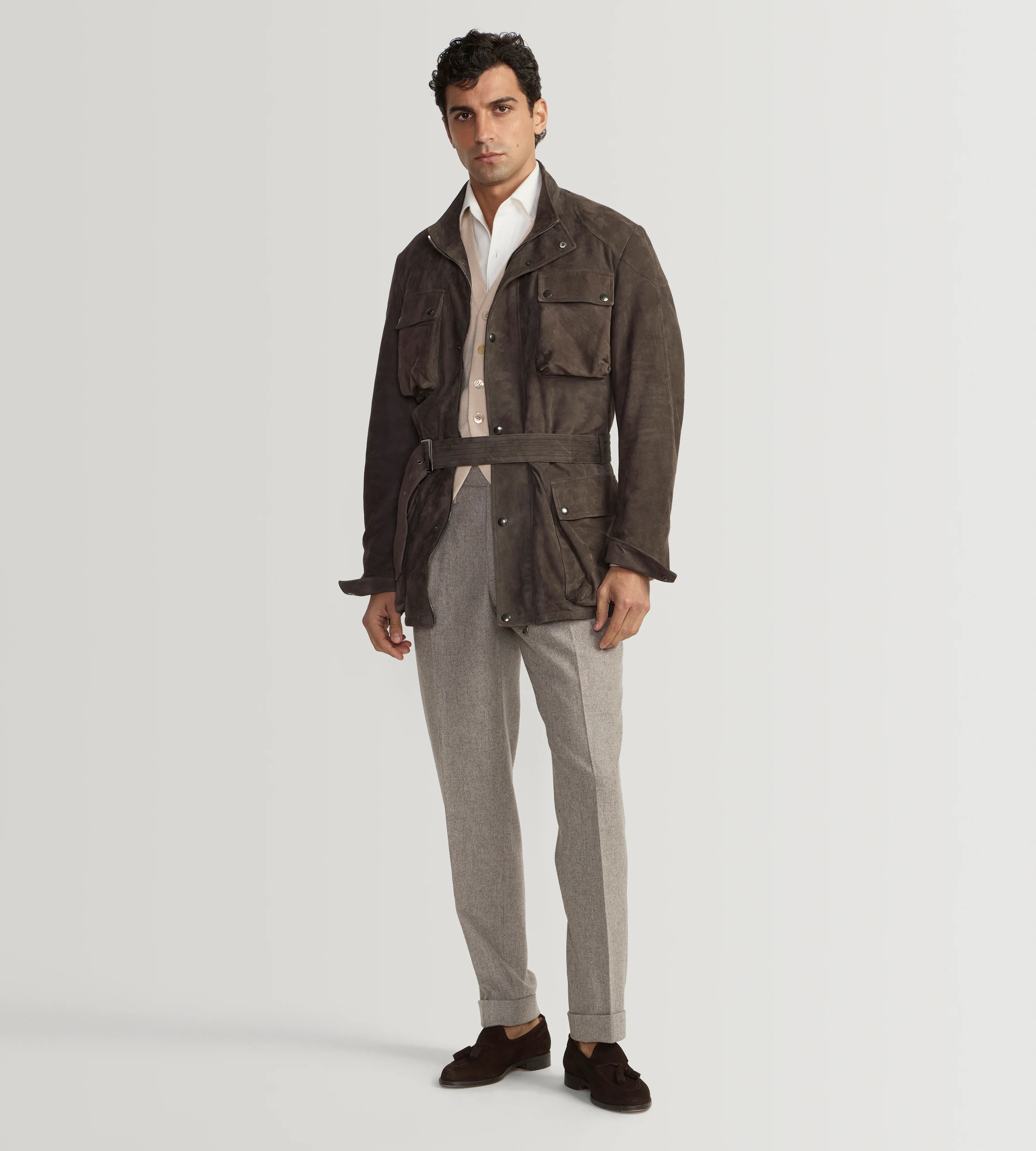 Veste saharienne en cuir marron - Image 3