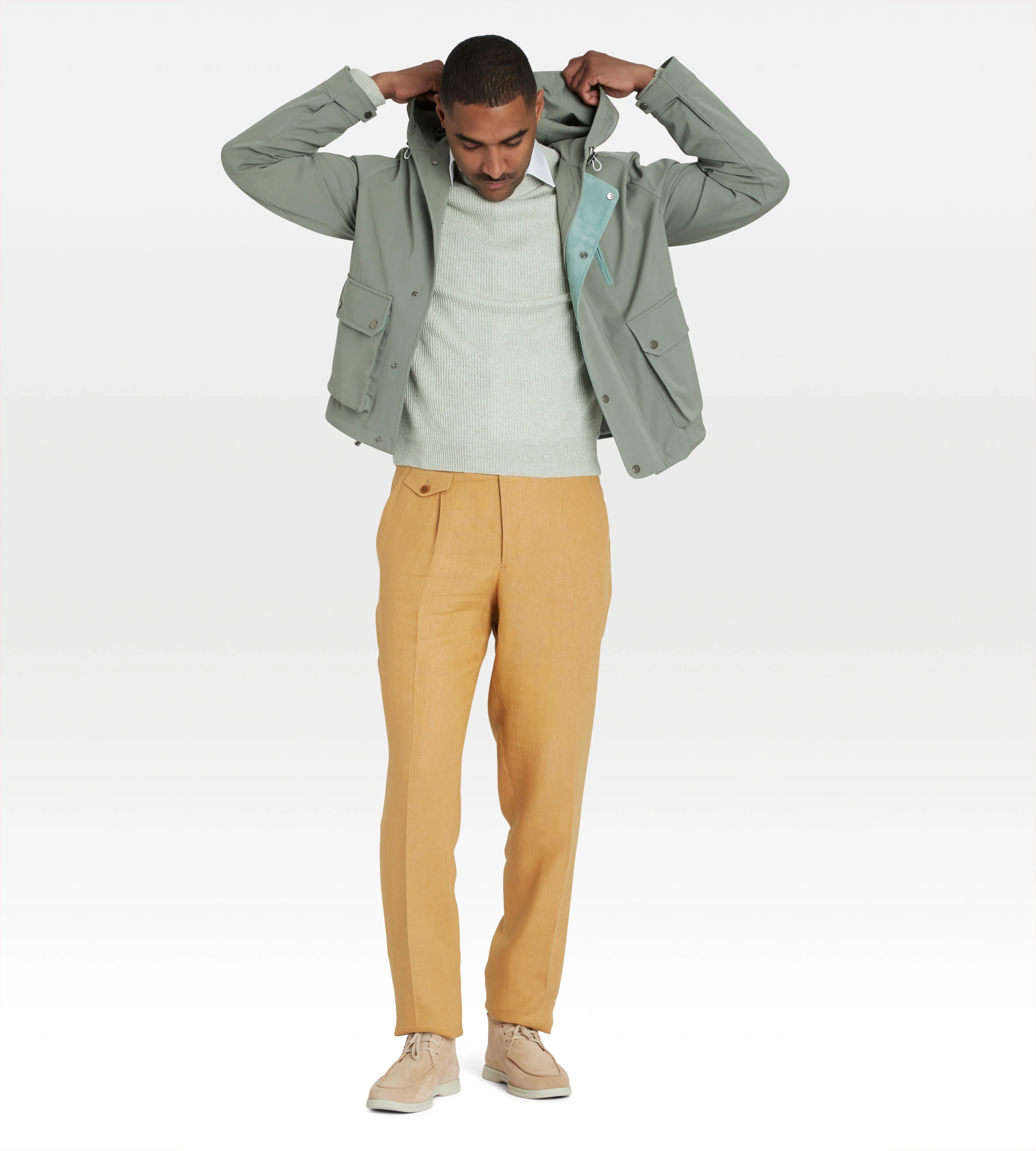 Blouson vert à capuche - Image 3