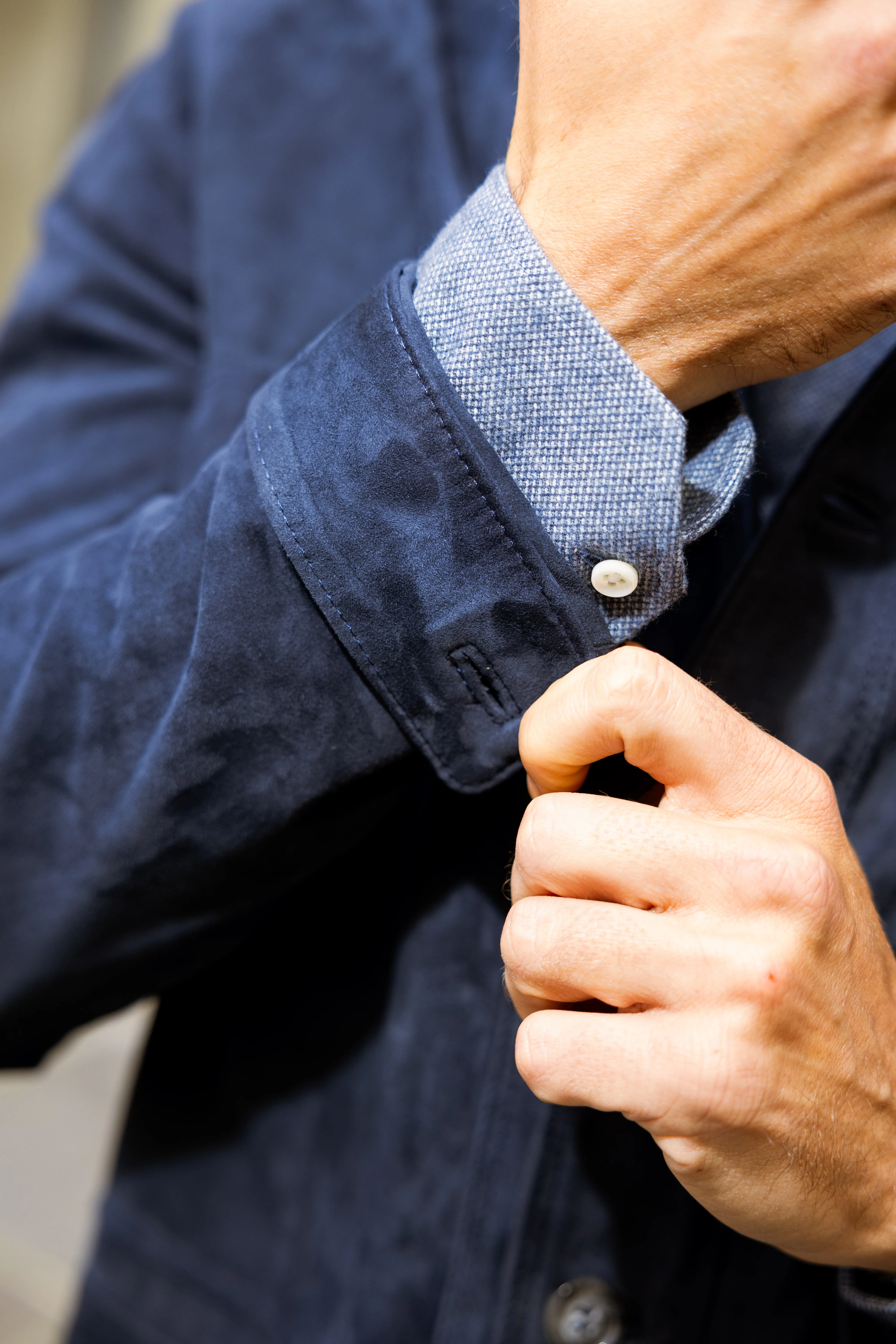 Veste saharienne en daim bleu - Image 4