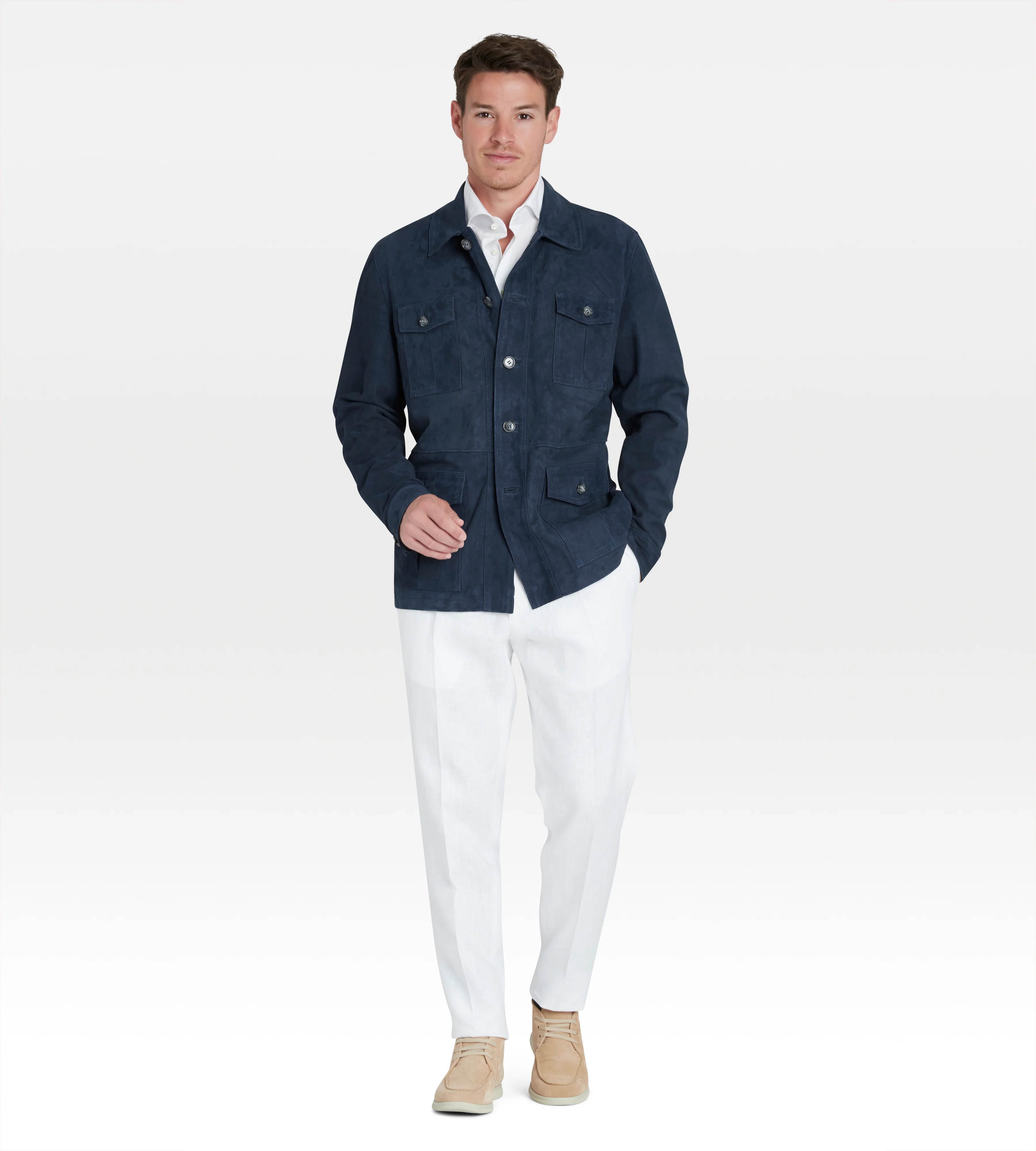 Veste saharienne en daim bleu - Image 5
